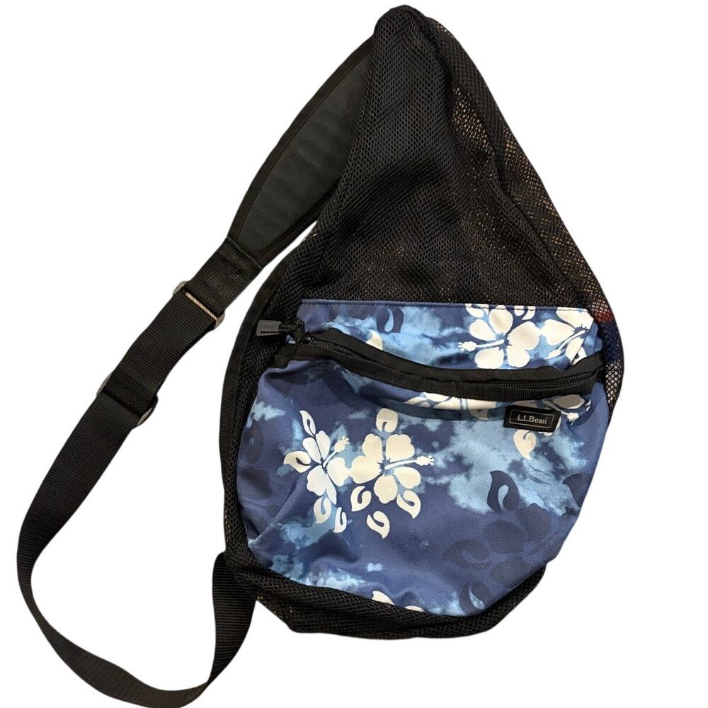 Vintage LLBean Backpack Sling Mesh‎ Hawaiian Blue One Shoulder Bag